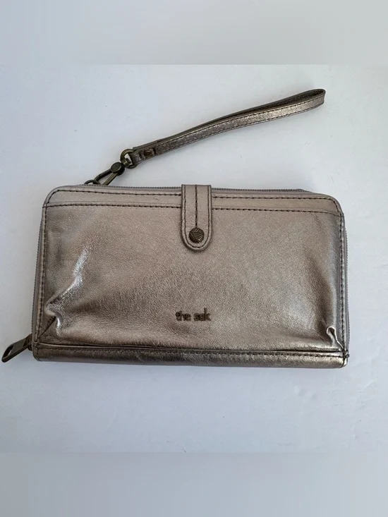 The Sak Metallic Leather Wallet Crossbody Clutch Wristlet Convertible 3 in 1 EUC - Picture 1 of 12